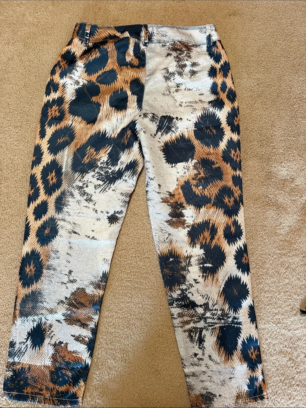 Leopard Print Women's Jeans in Brown/Black